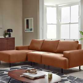 Habitat Julien Faux Leather Left Hand Corner Chaise Sofa - Tan