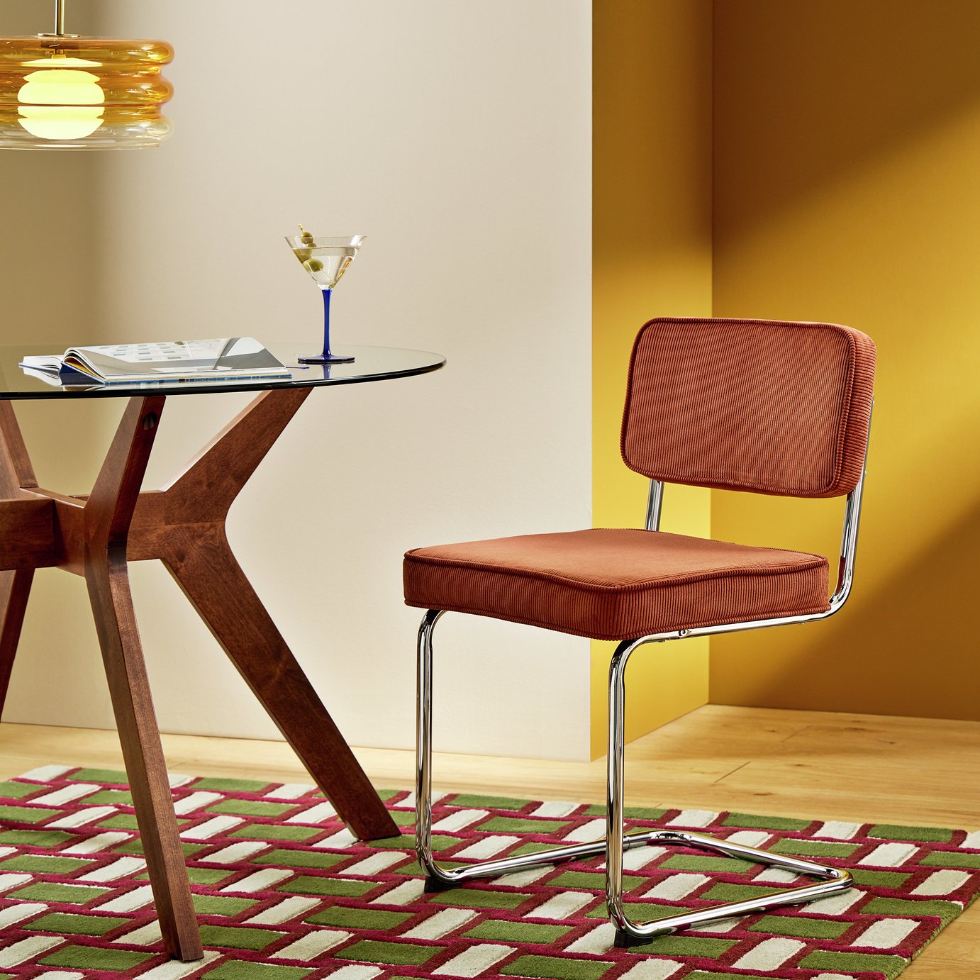 Habitat Enzu Metal Dining Chair - Red