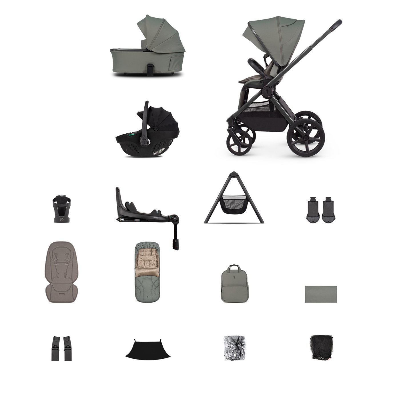 Venicci Upline 3 4in1 Plus Travel System Bundle - Aloe