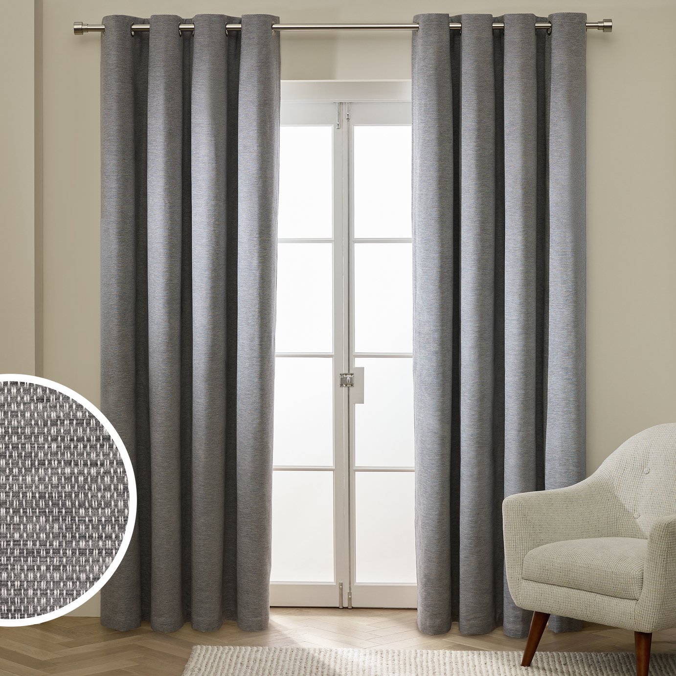 Habitat Basket Weave Eyelet Curtains