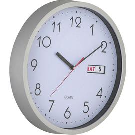 Argos Home Day and Date Wall Clock - Silver