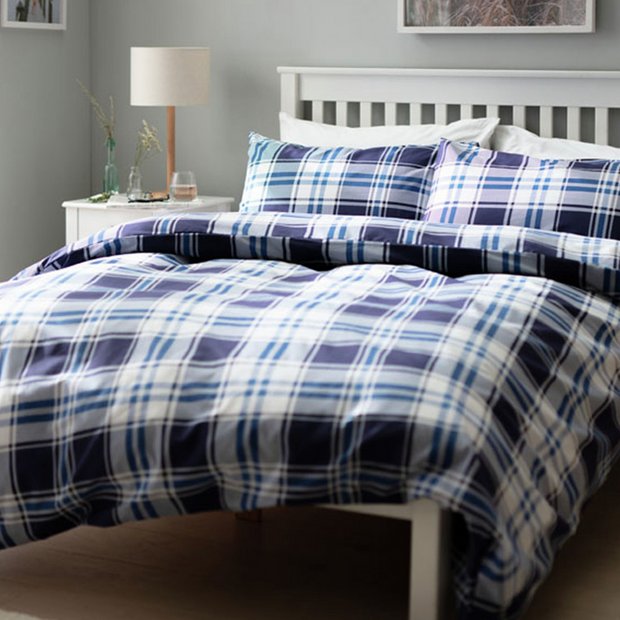 Buy Argos Home Blue Check Bedding Set Double Duvet Cover