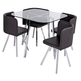 Argos Home Elsie Glass Dining Table & 4 Black Chairs