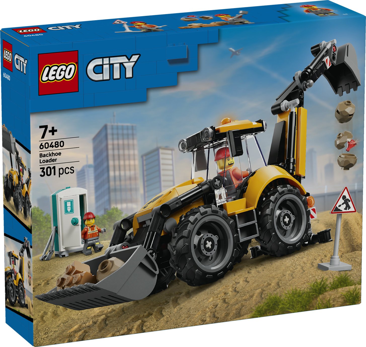LEGO City Yellow Backhoe Loader - Construction Site Toy 60480 PREORDER