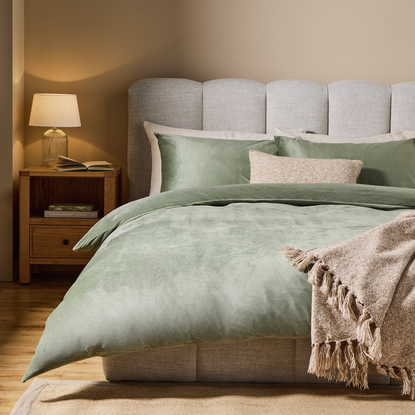 Argos Home Slinky Fleece Green Bedding Set