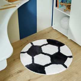 Argos Home Kids Football Shaped Short Pile Rug - 65cm