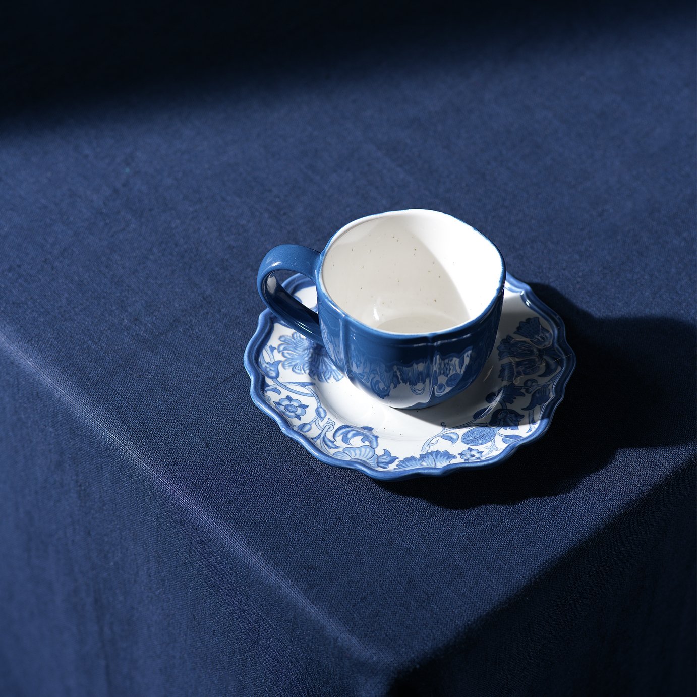 Habitat x Morris Co. Inky Stoneware Teacup & Saucer - Blue
