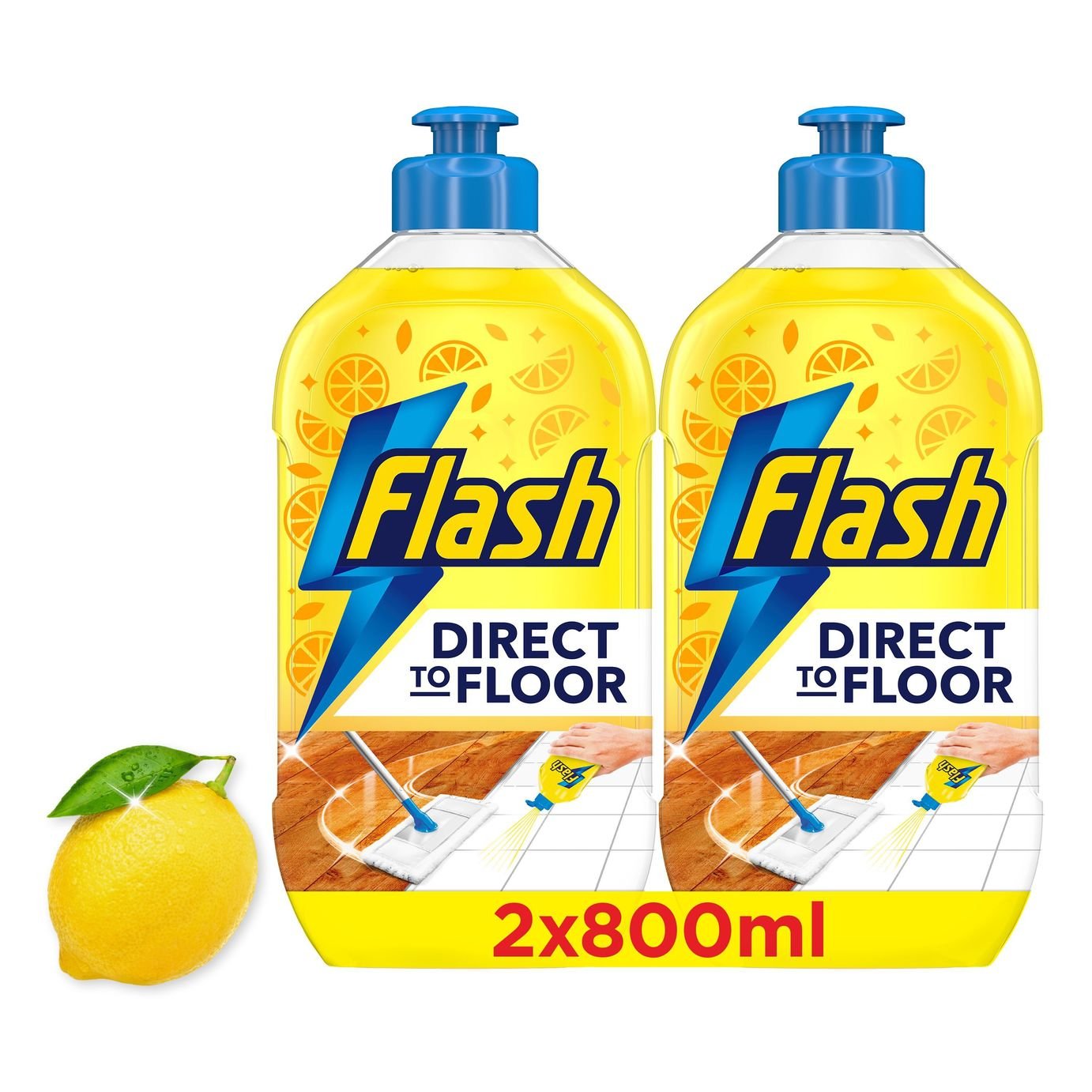 Flash Direct to Floor 800ml Lemon Twin Pack Cleaner