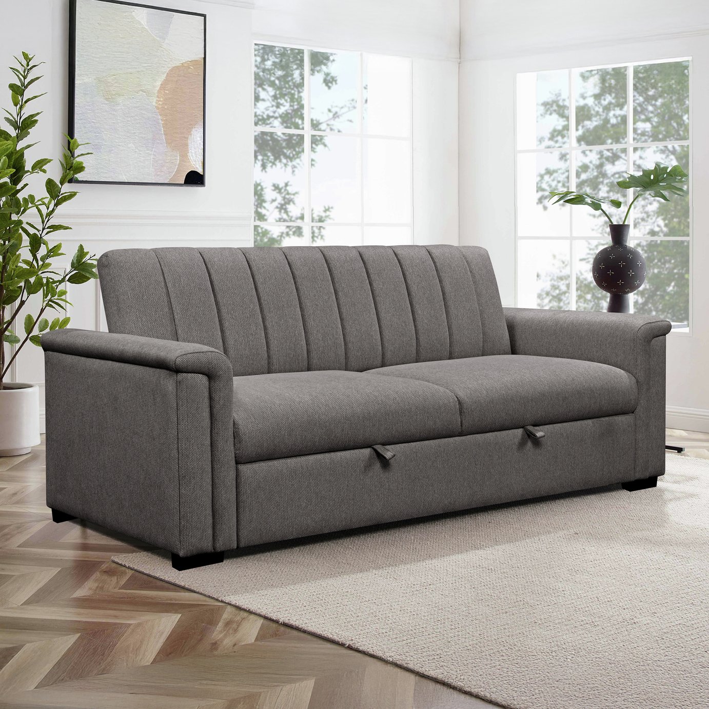 Dorel Charlotte Fabric 3 Seater Sofa Bed - Anthracite