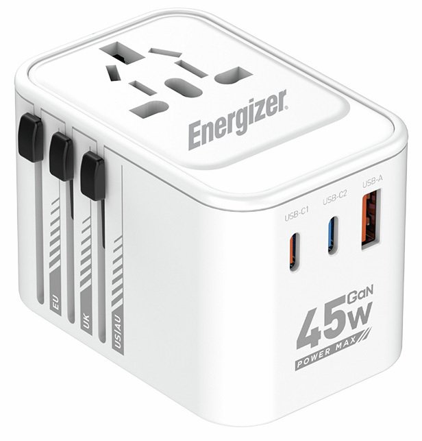 Energizer ETC450 45W USB-A & USB-C Travel Charger - White