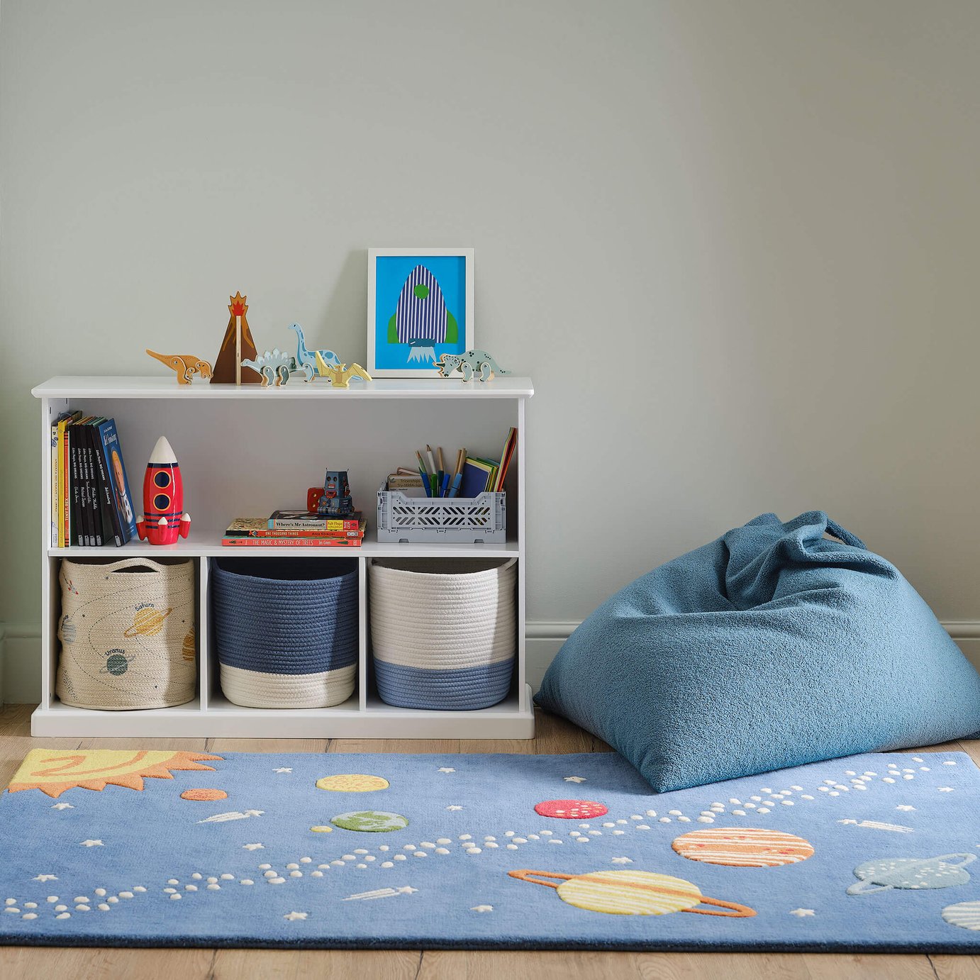 Great Little Trading Company Space Explorer Navy Blue Wool Rug - 180x120cm
