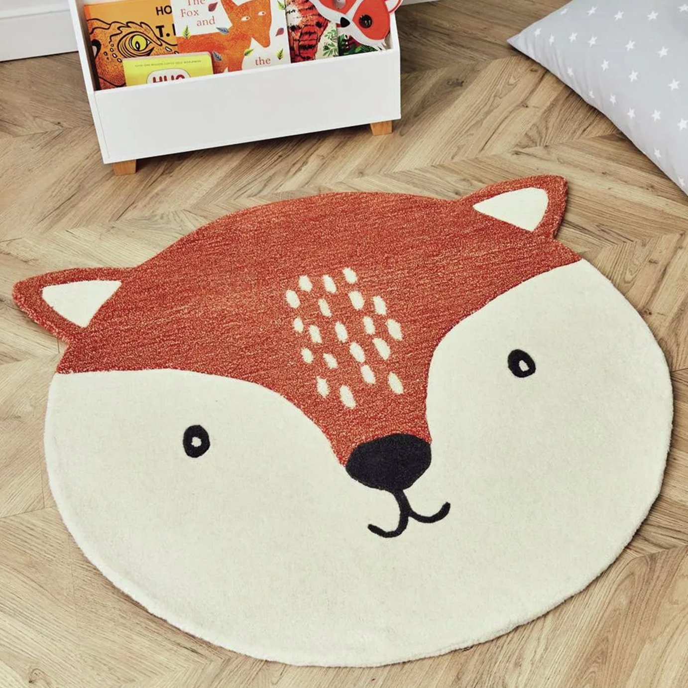 Great Little Trading Company Children's Animal Fox Round Wool Rug - 100x100cm