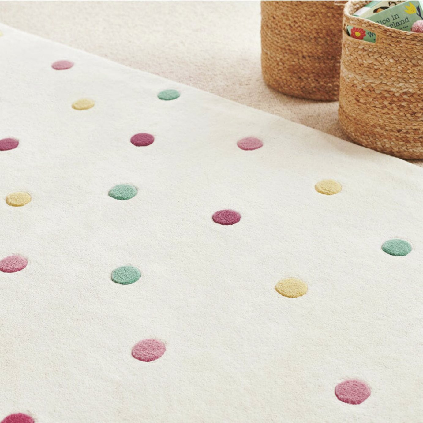 Great Little Trading Company Pastel Spot Wool Cut Pile Rug - 90x120cm