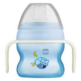 MAM 150ml Baby First Starter Cup Night Glow With Handles - Blue