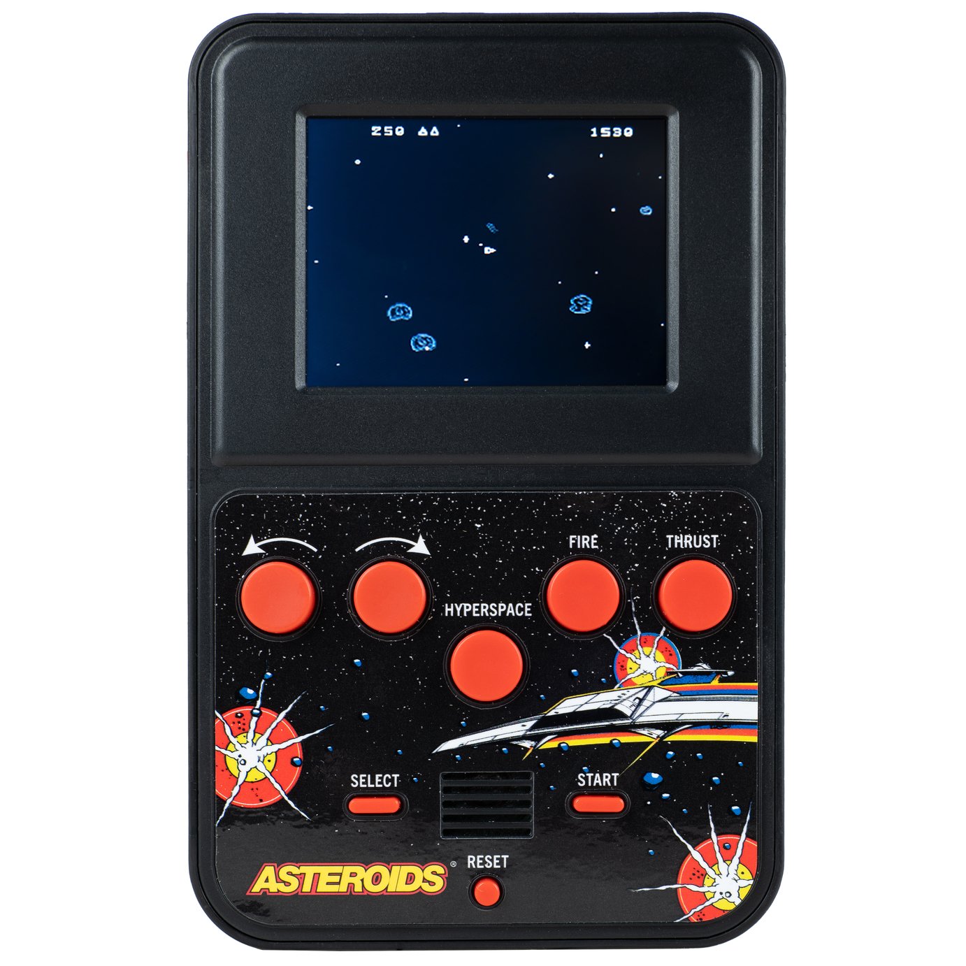 Fizz Asteroids Handheld Game Multi-Level Retro Gaming - Black