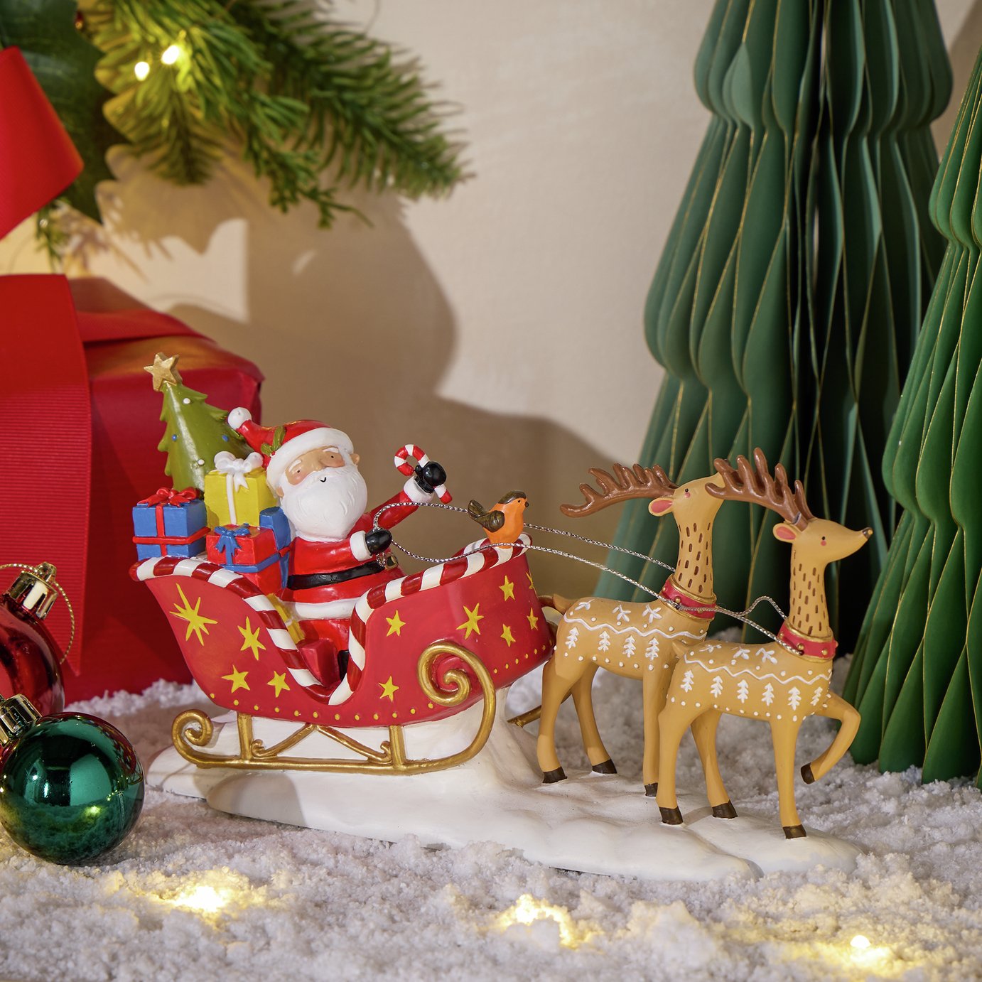 Argos Home Santa Sleigh Resin Tabletop Christmas Decoration