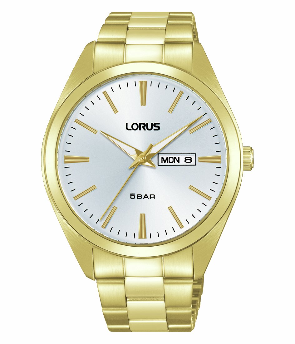 Lorus Mens Silver White Dial Gold Colour Bracelet Watch