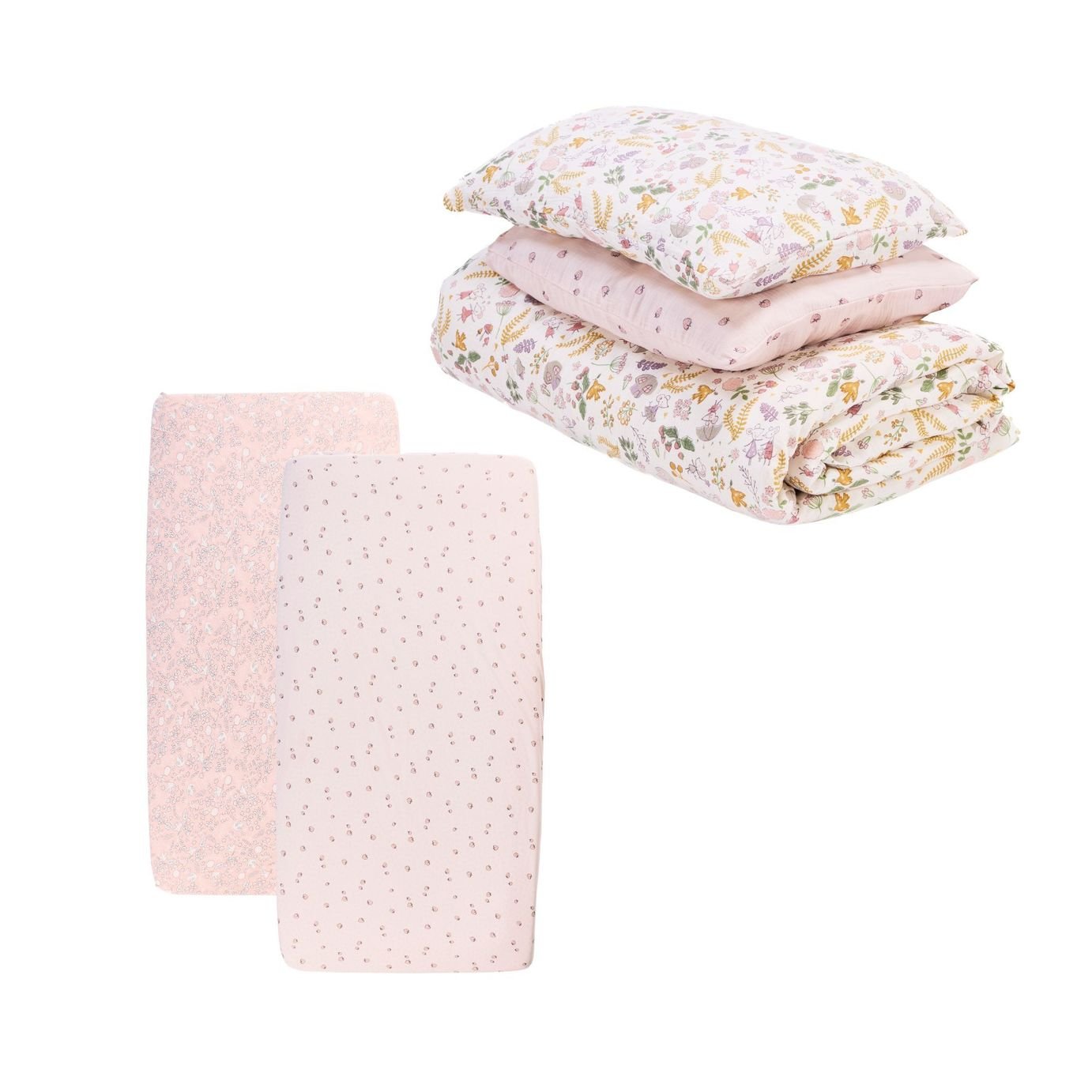 Tutti Bambini Tiny Tails Kids Pink Cot Bed Bedding Set