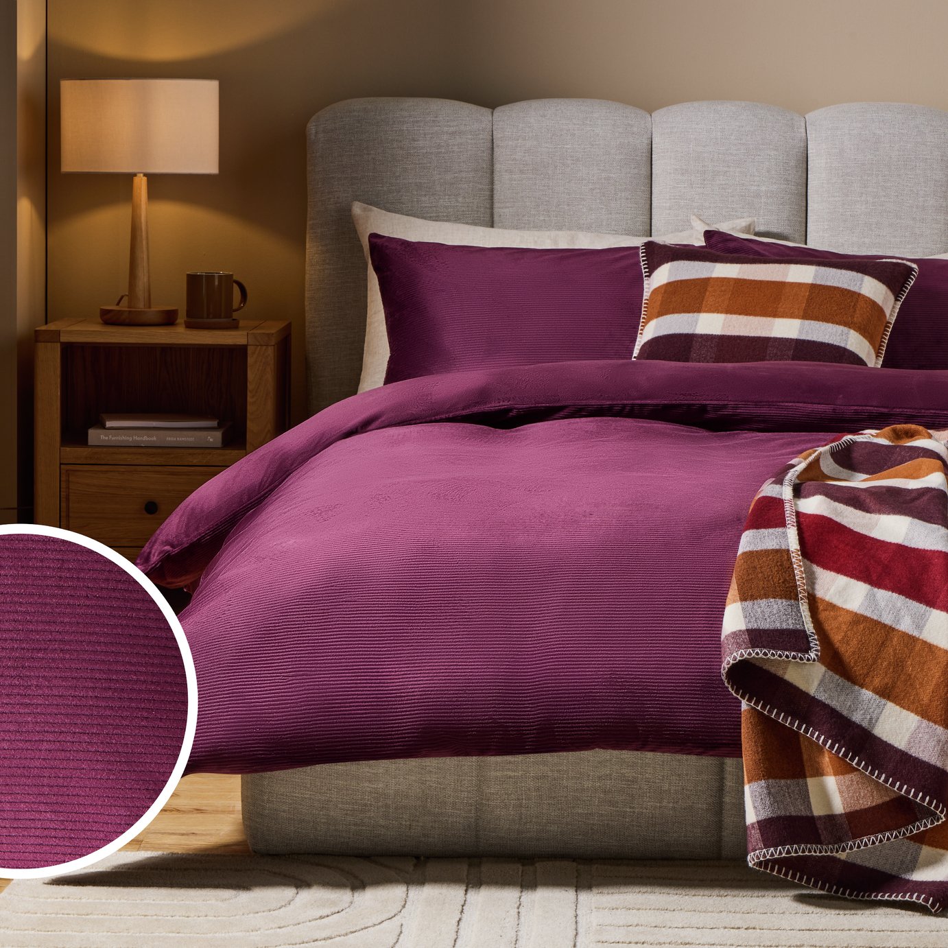 Argos Home Cord Fleece Plum Bedding Set - Double