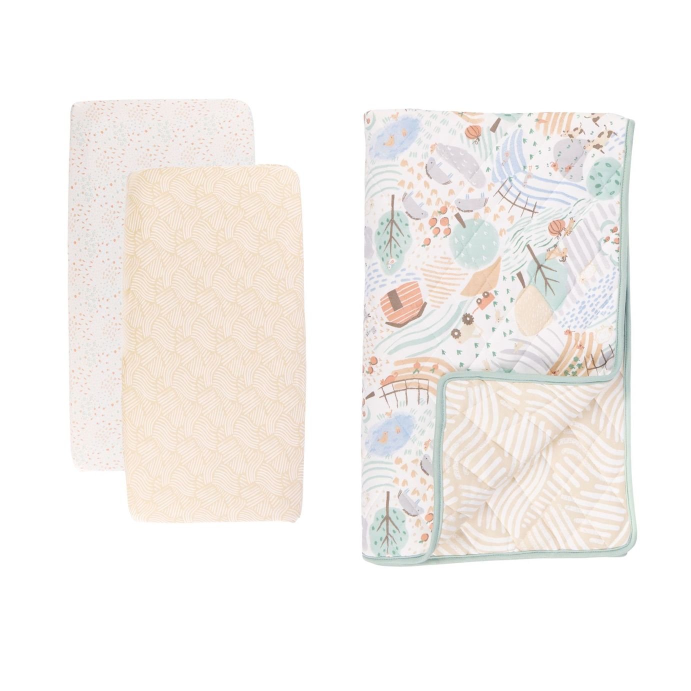 Tutti Bambini Good Life Neutral Cot Bed Coverlet Bundle - 70x140cm