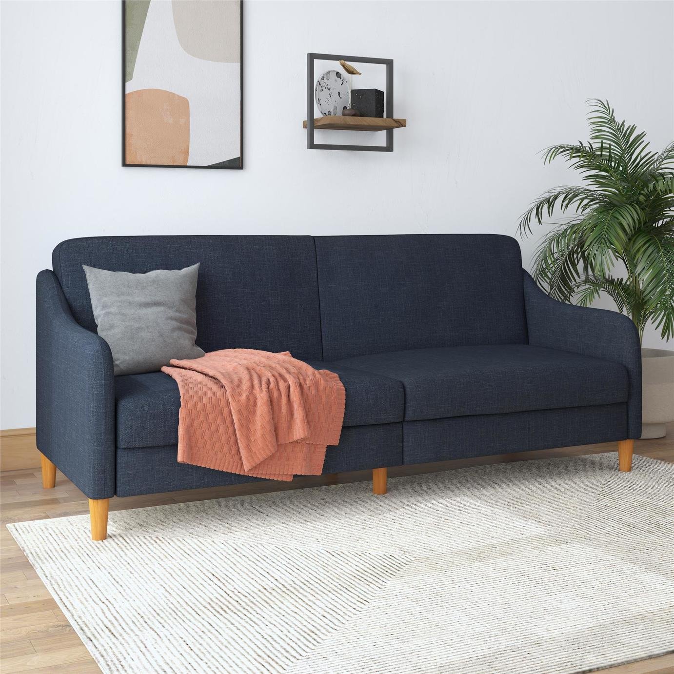 Dorel Jasper Fabric Futon Sofa Bed - Navy Blue