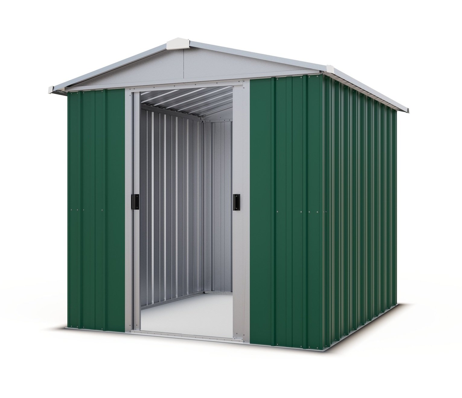 YardMaster Metal Green Apex Garden Shed - 6 x 6ft