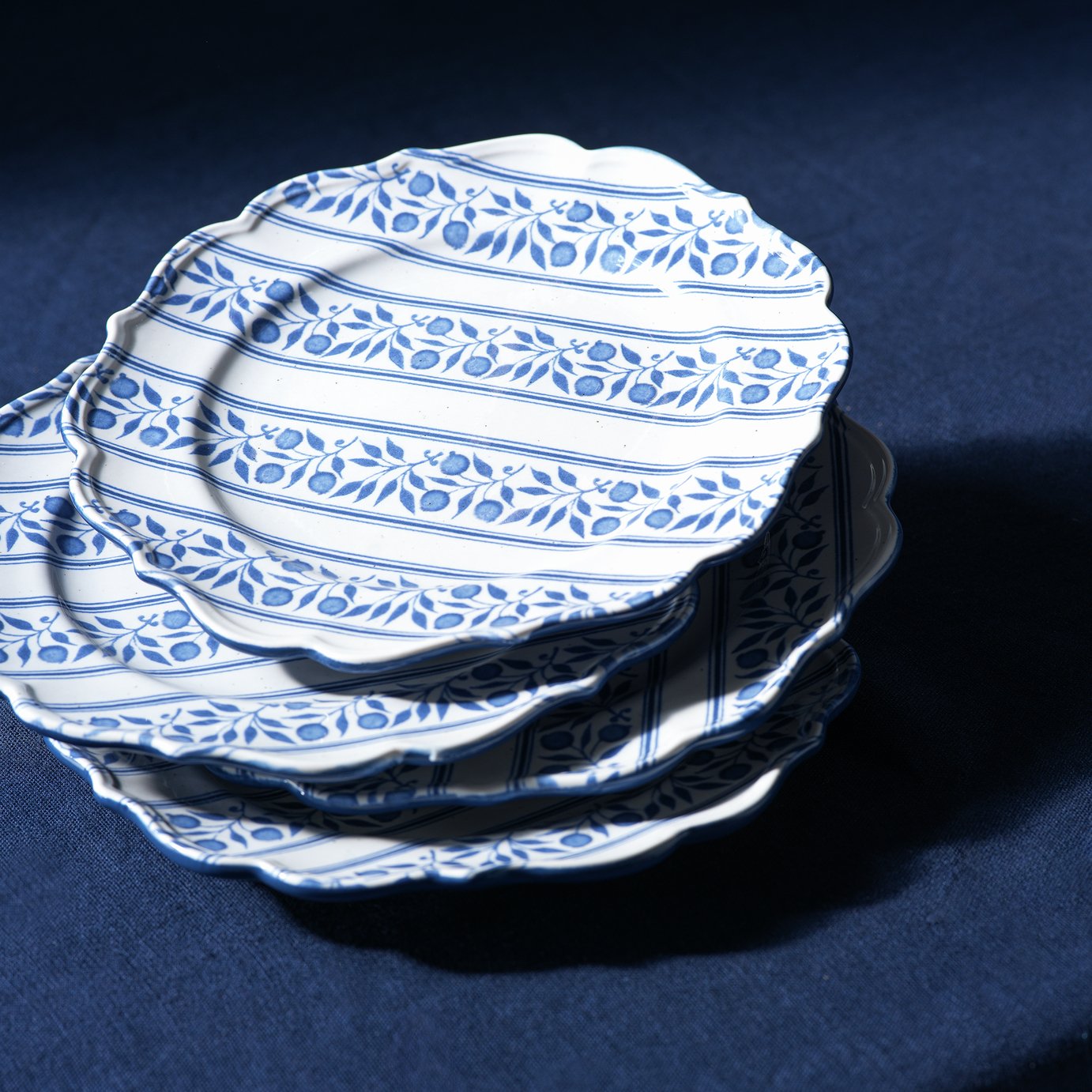 Habitat x Morris & Co. Inky 4 Piece Stoneware Side Plates - Blue
