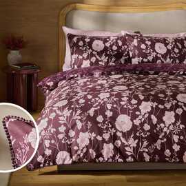 Argos Home Cotton Floral Burgundy Bedding Set - Single