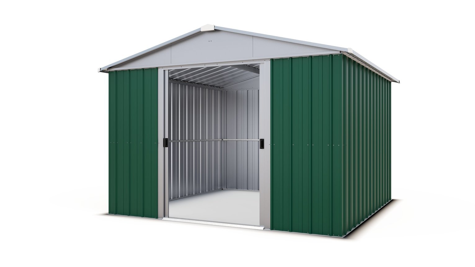 YardMaster Metal Green Apex Garden Shed - 10 x 10ft