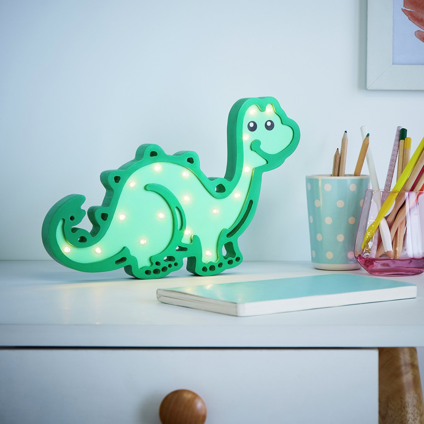 Glow Light Up Dinosaur LED Table Lamp - Green