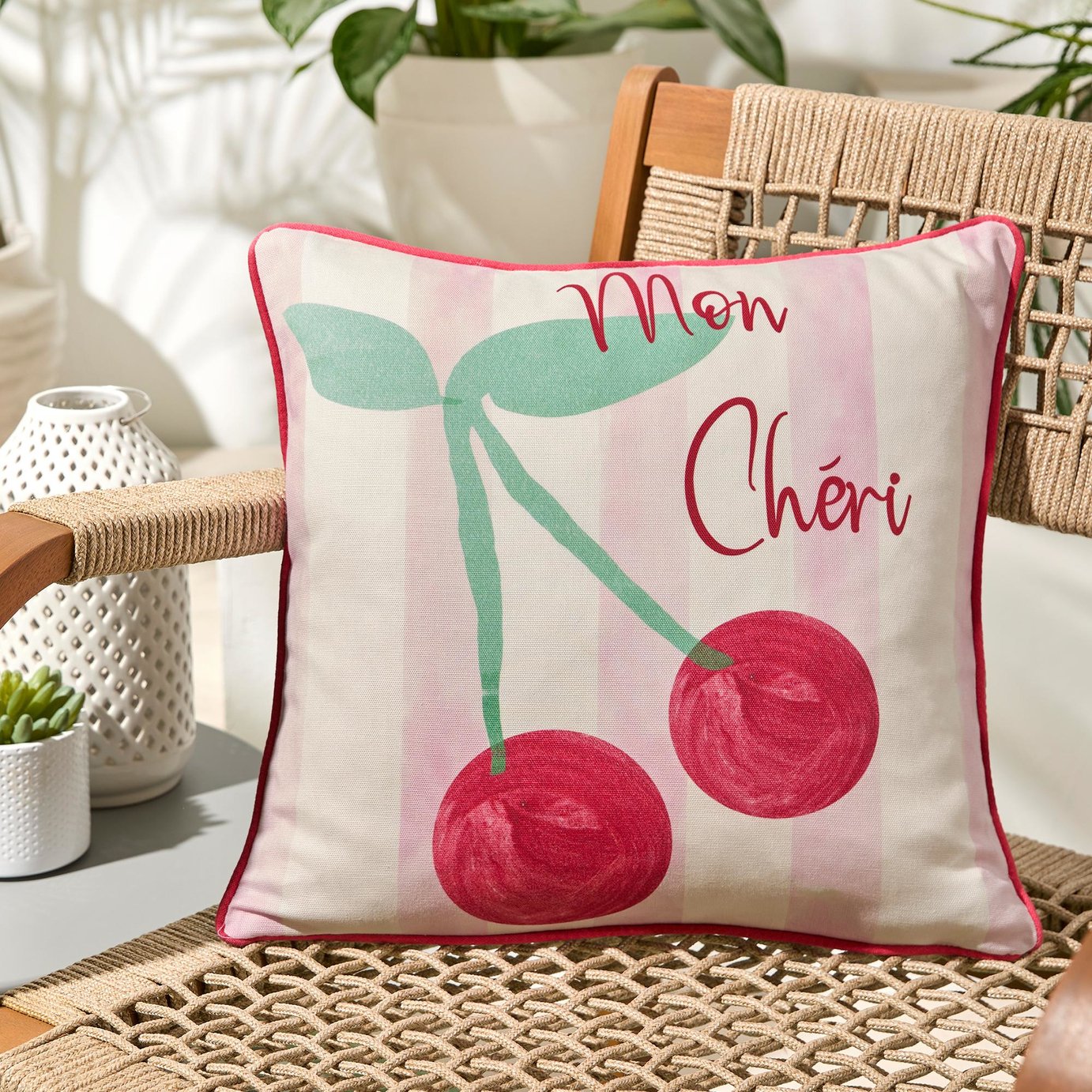 Fusion Cherry Outdoor Cushion Pink - 43x43cm