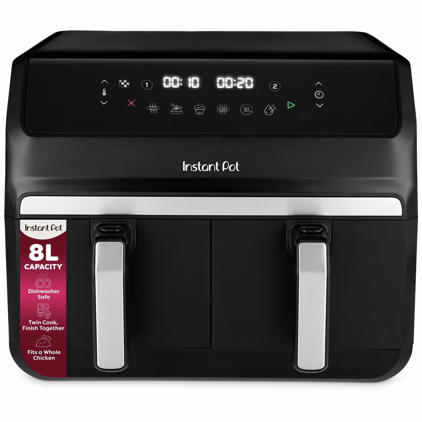 Instant Pot Vortex 8L Dual Air Fryer - Black & Silver