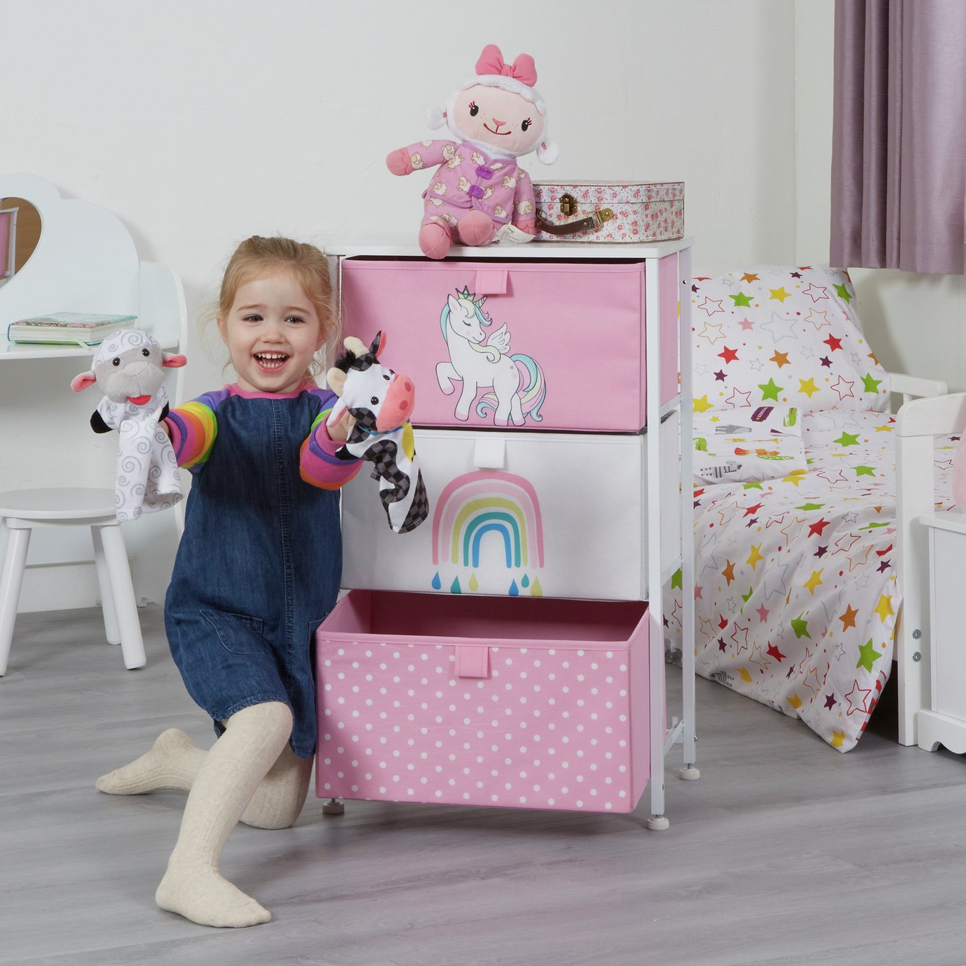 Liberty House Toys Kids Unicorn 3 Drawer Storage Unit - Pink