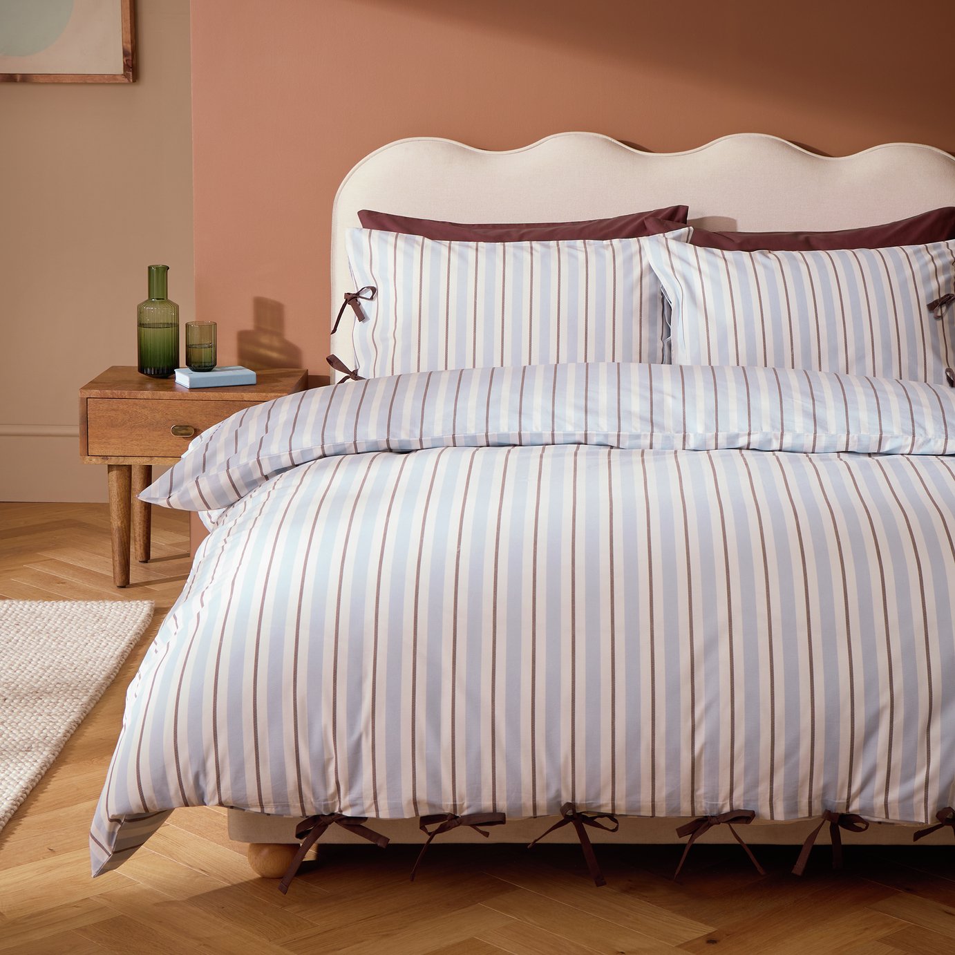 Habitat Cotton Stripe with Ties Blue Bedding Set
