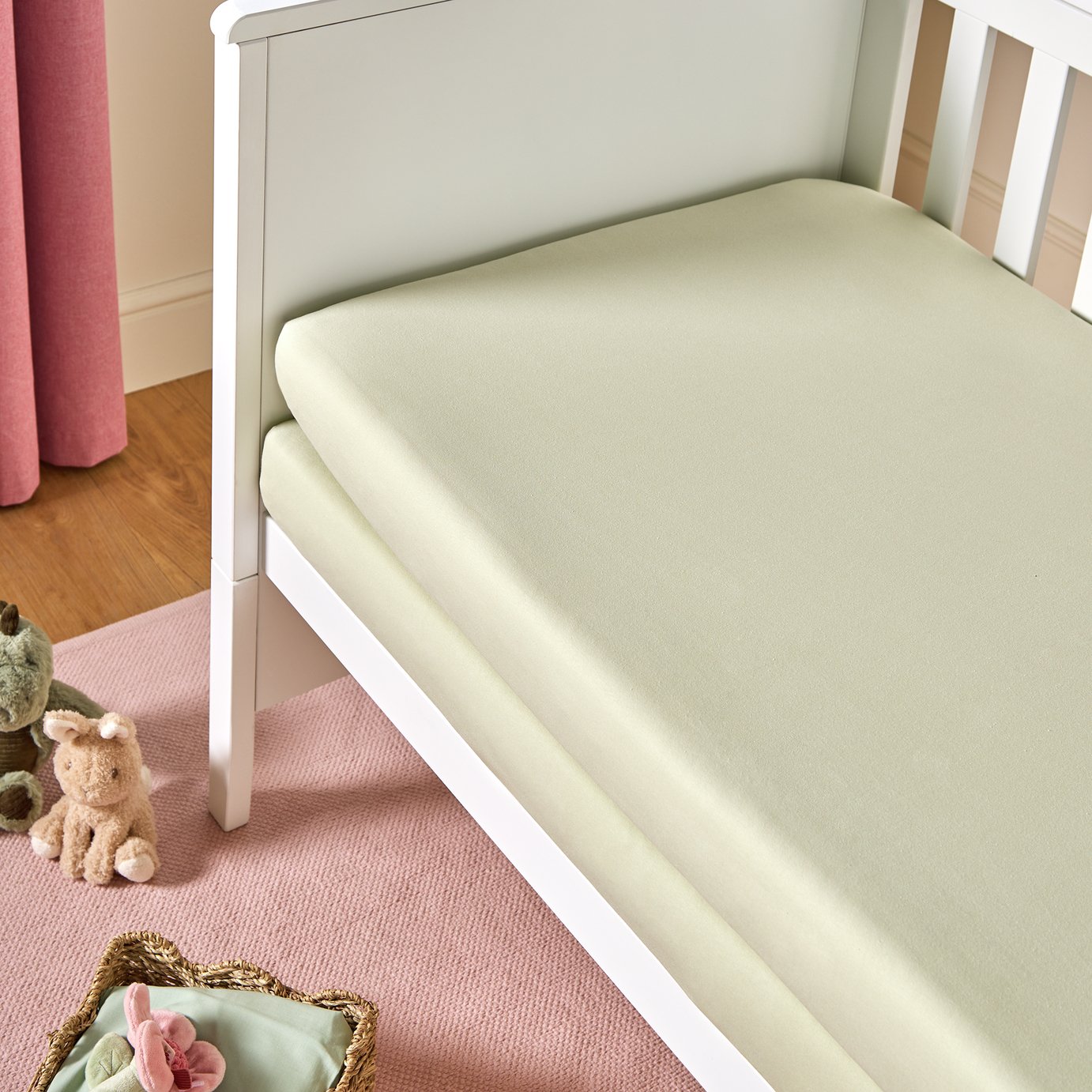 Argos Home Cotton Plain Green 2 Pack Fitted Sheet