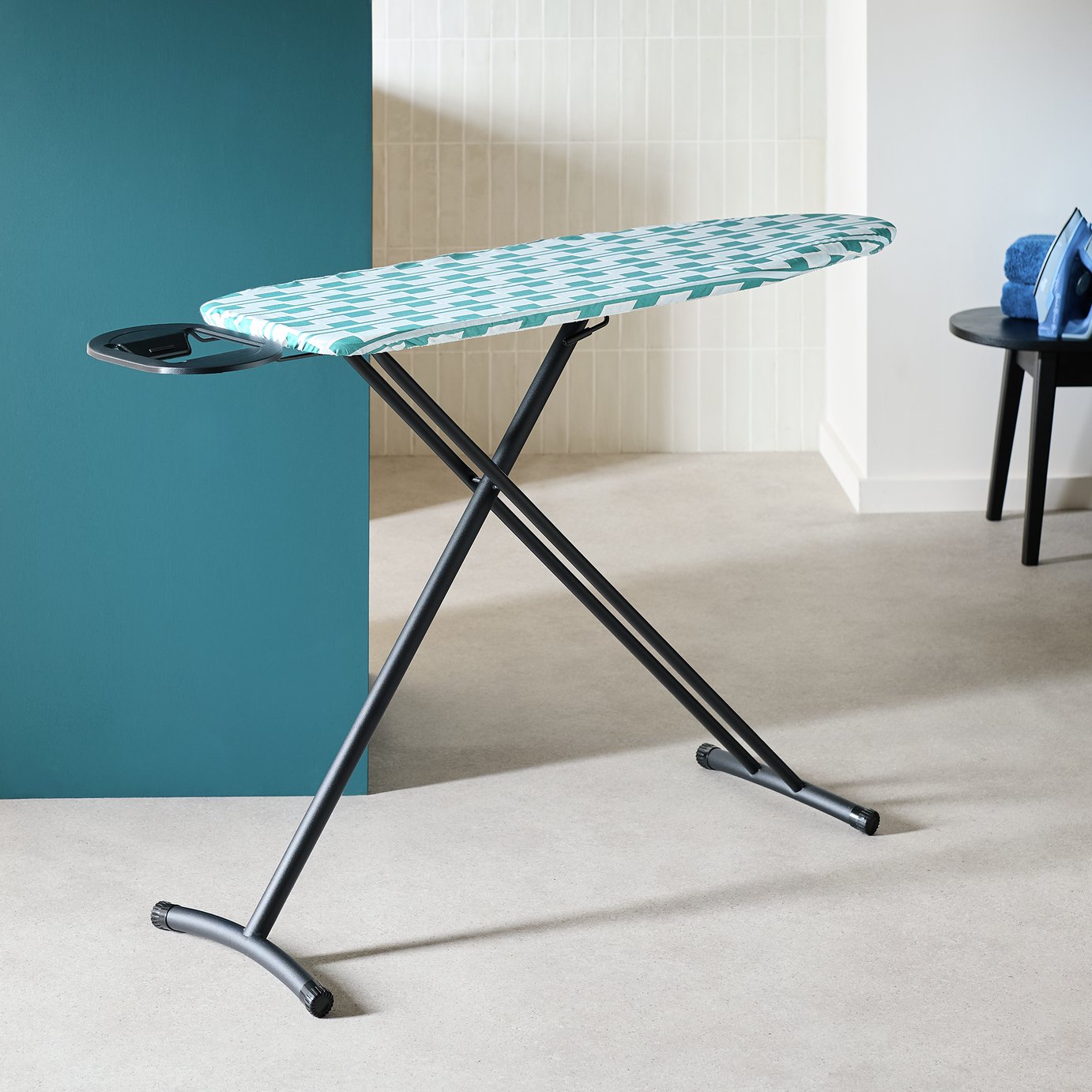 Habitat 124x38cm Mid Century Geo Ironing Board - Teal
