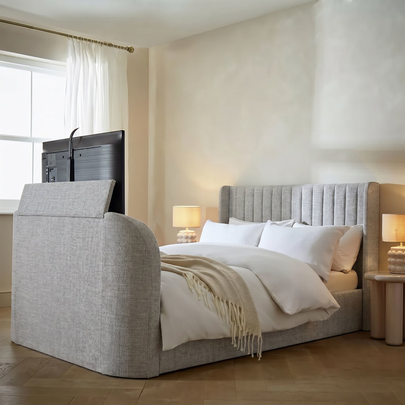 Argos Home Farnham Kingsize Ottoman TV Bed - Grey