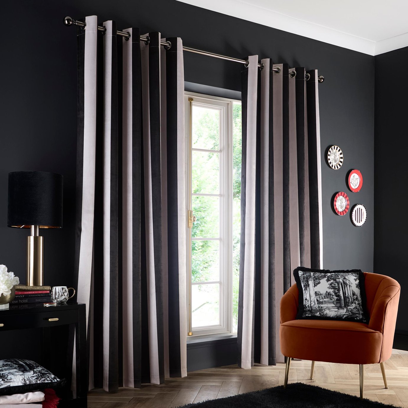 Laurence Llewelyn-Bowen Festivo Blackout Eyelet Curtains - Black