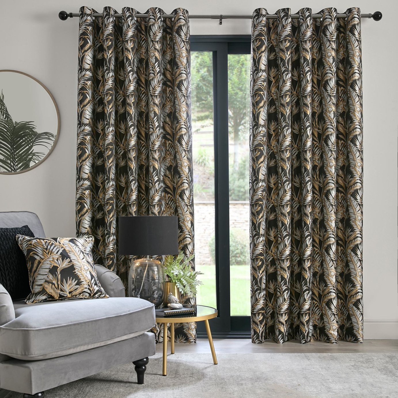 Laurence Llewelyn-Bowen Paradise Palm Leaves Eyelet Curtains