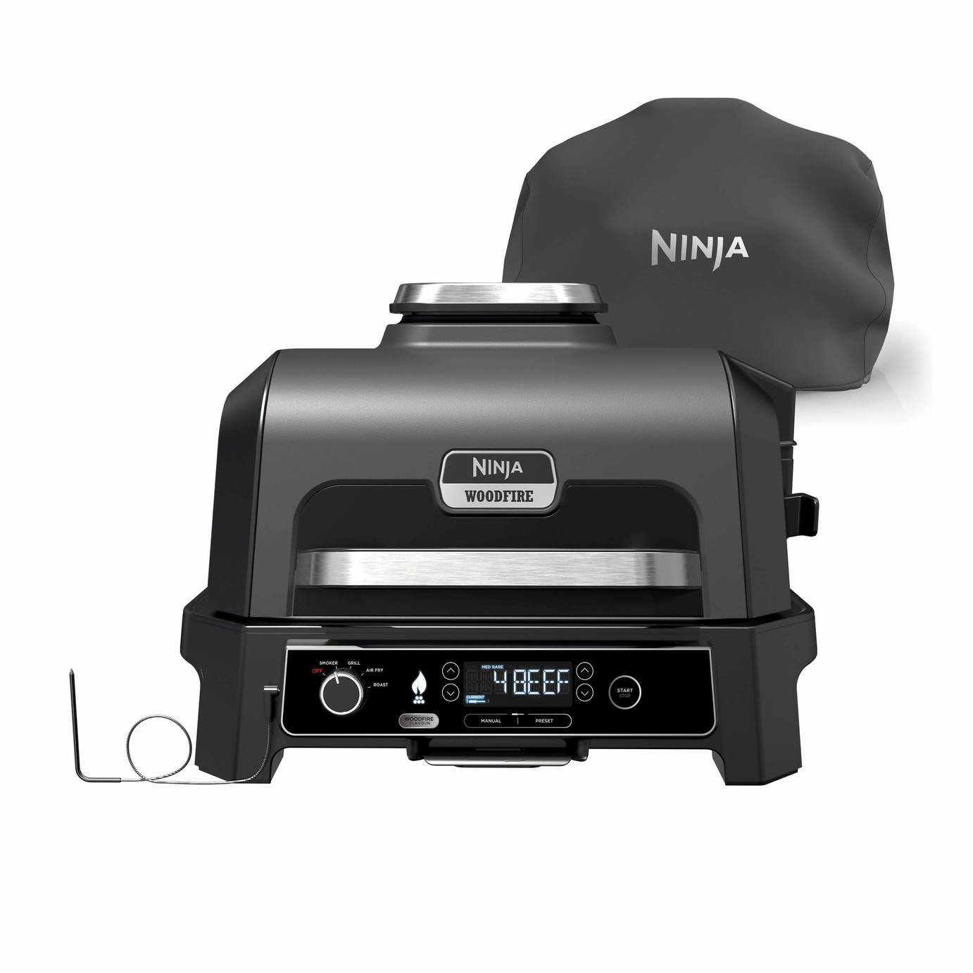 Ninja Woodfire Pro XL Electric BBQ with Cover - Grey