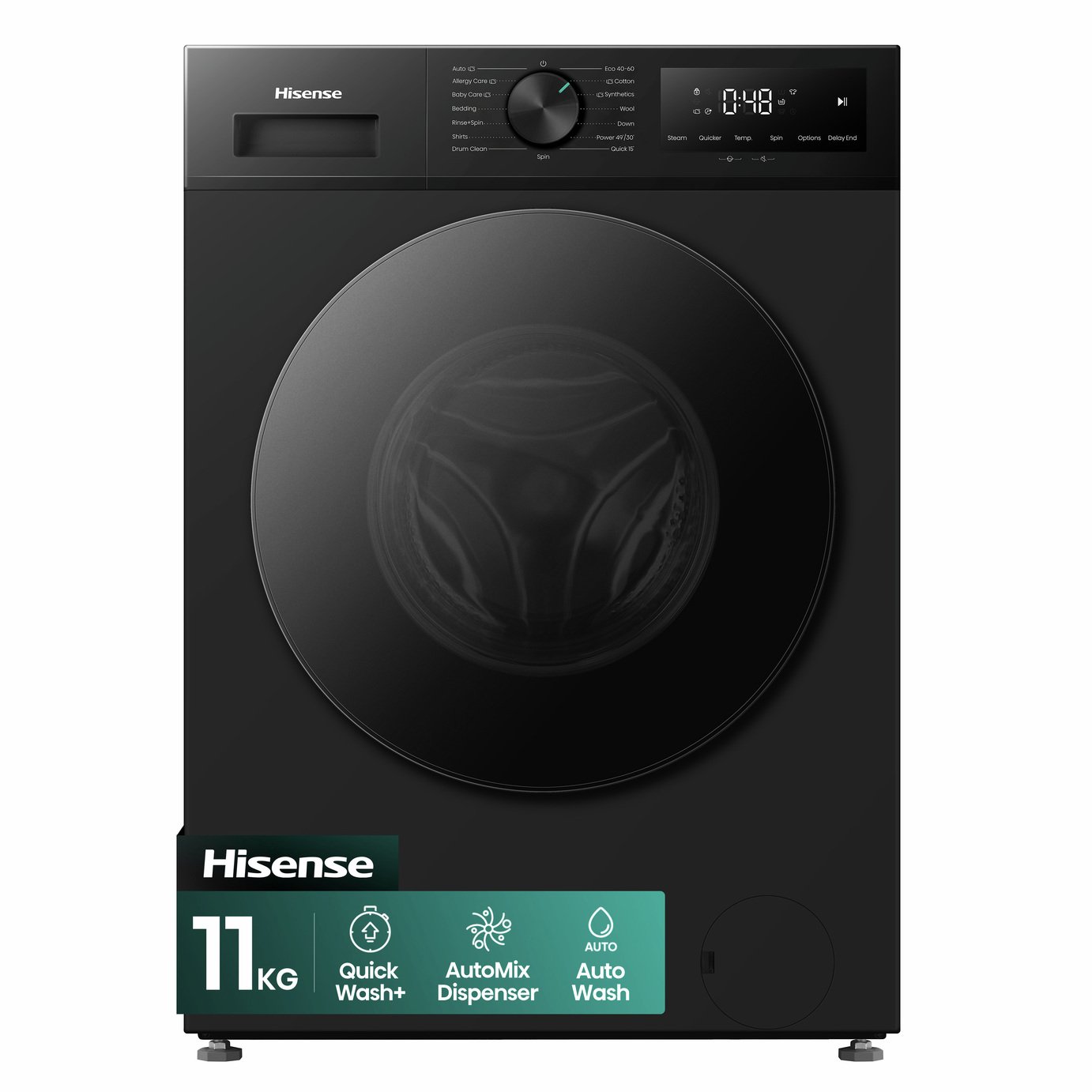 Hisense WF1I1142BBL2 11KG 1400 Spin Washing Machine - Black