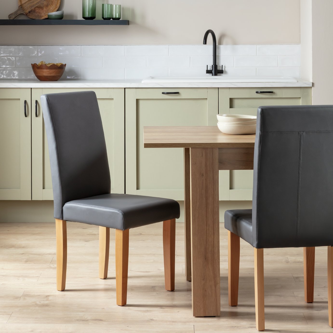 Argos Home Pair of Midback Dining Chairs - Charcoal