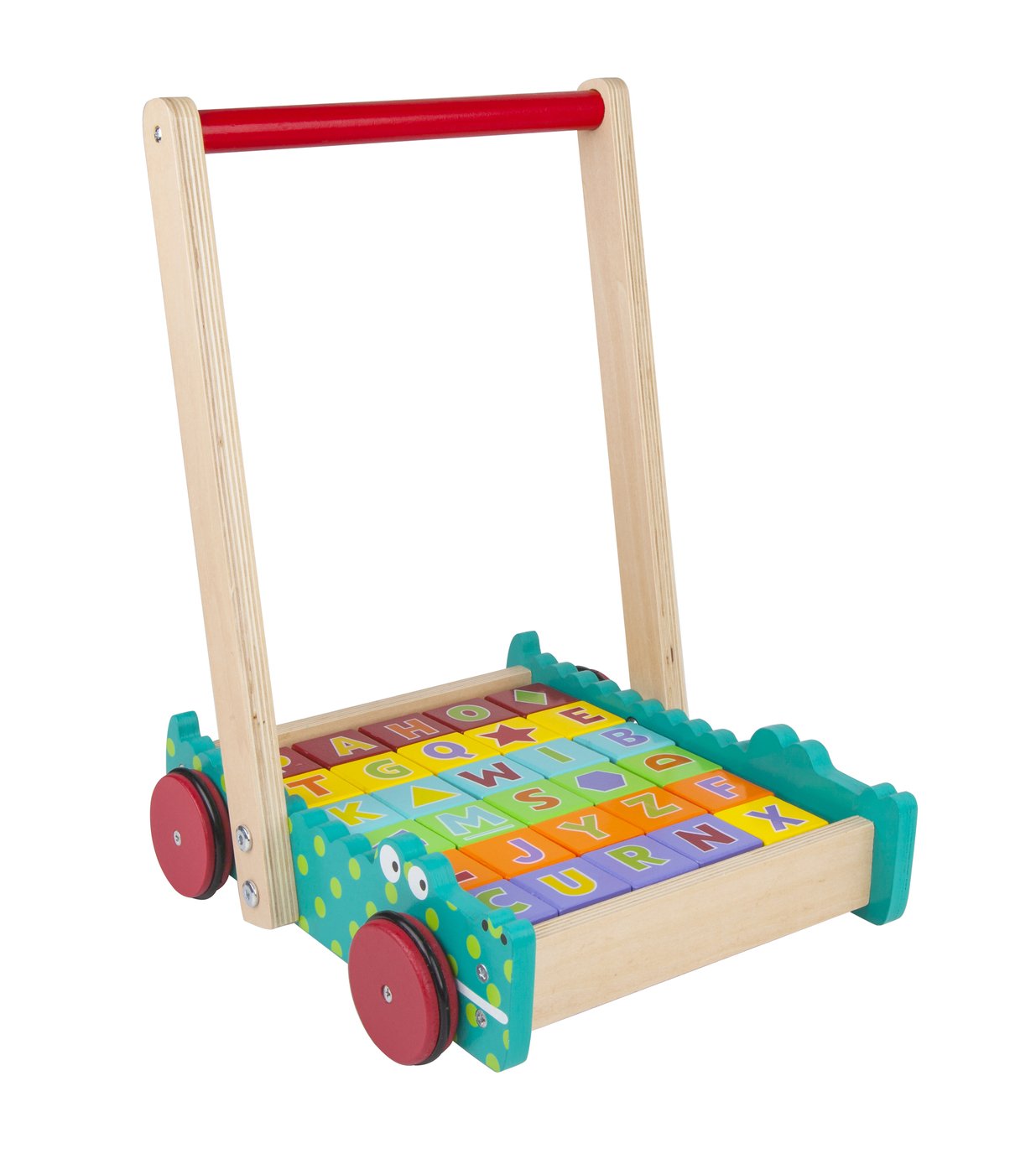 Chad Valley Wooden Crocodile Trolley and Blocks