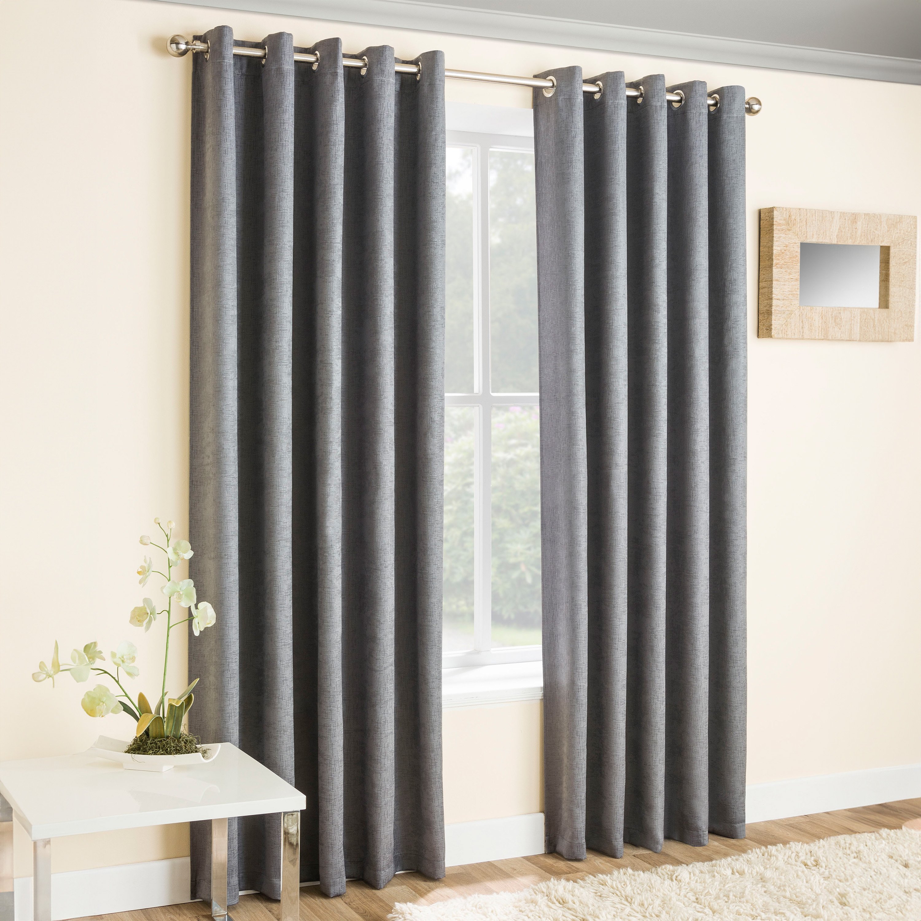 Enhanced Living Vogue Eyelet Thermal Curtains - 117 x 229cm - Grey