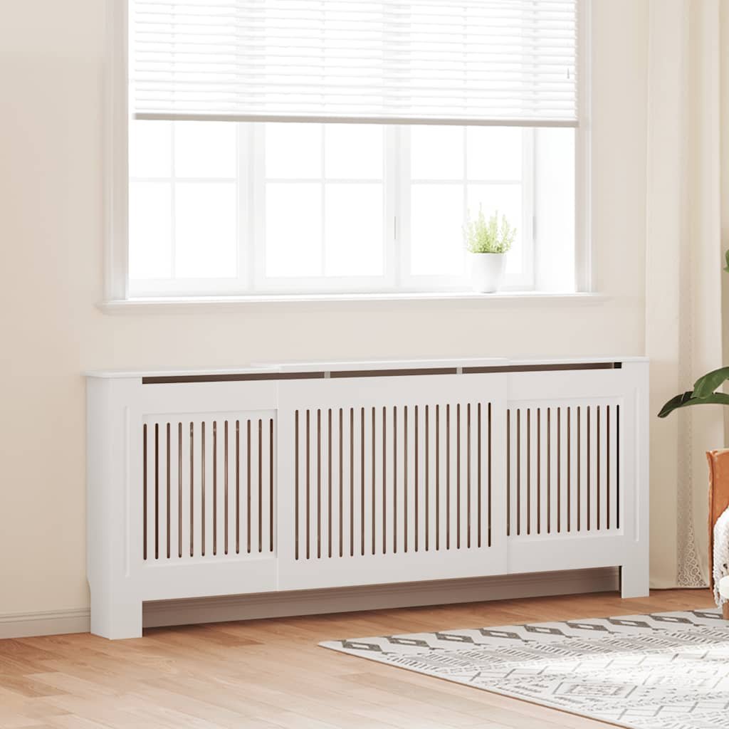 Walplus Engineered Wood Radiator Cover - White - 142-205 x 20.5 x 81.5 cm