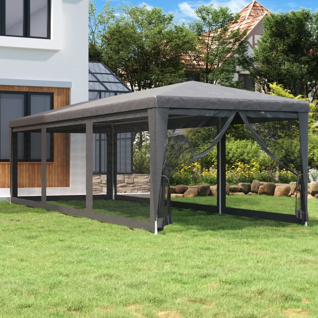 Walplus 3 x 9 m HDPE Party Tent with 8 Mesh Sidewalls - Anthracite