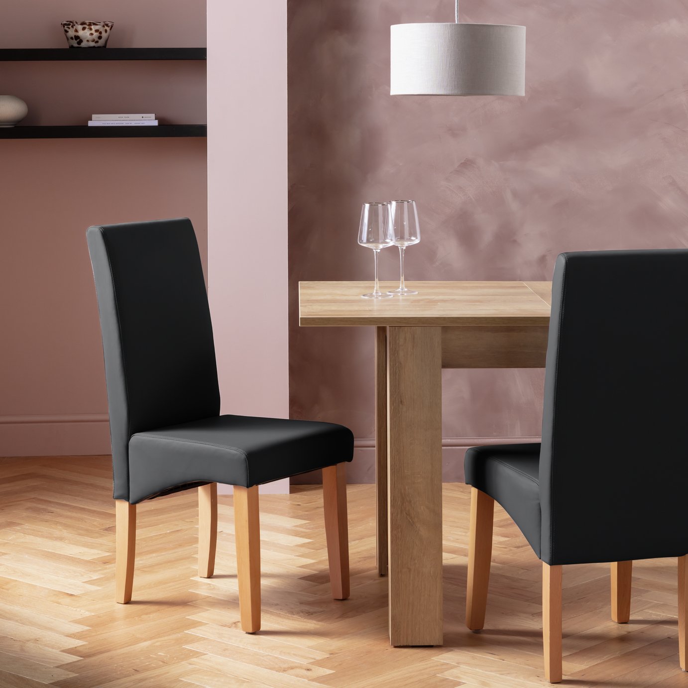 Argos Home Pair of Skirted Dining Chairs - Black
