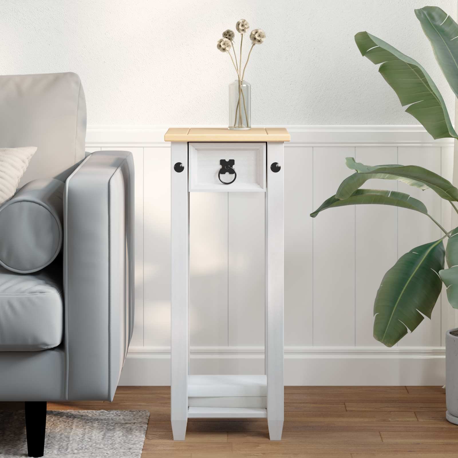 Walplus Solid Wood Plant Stand - White - 30 x 30 x 73 cm