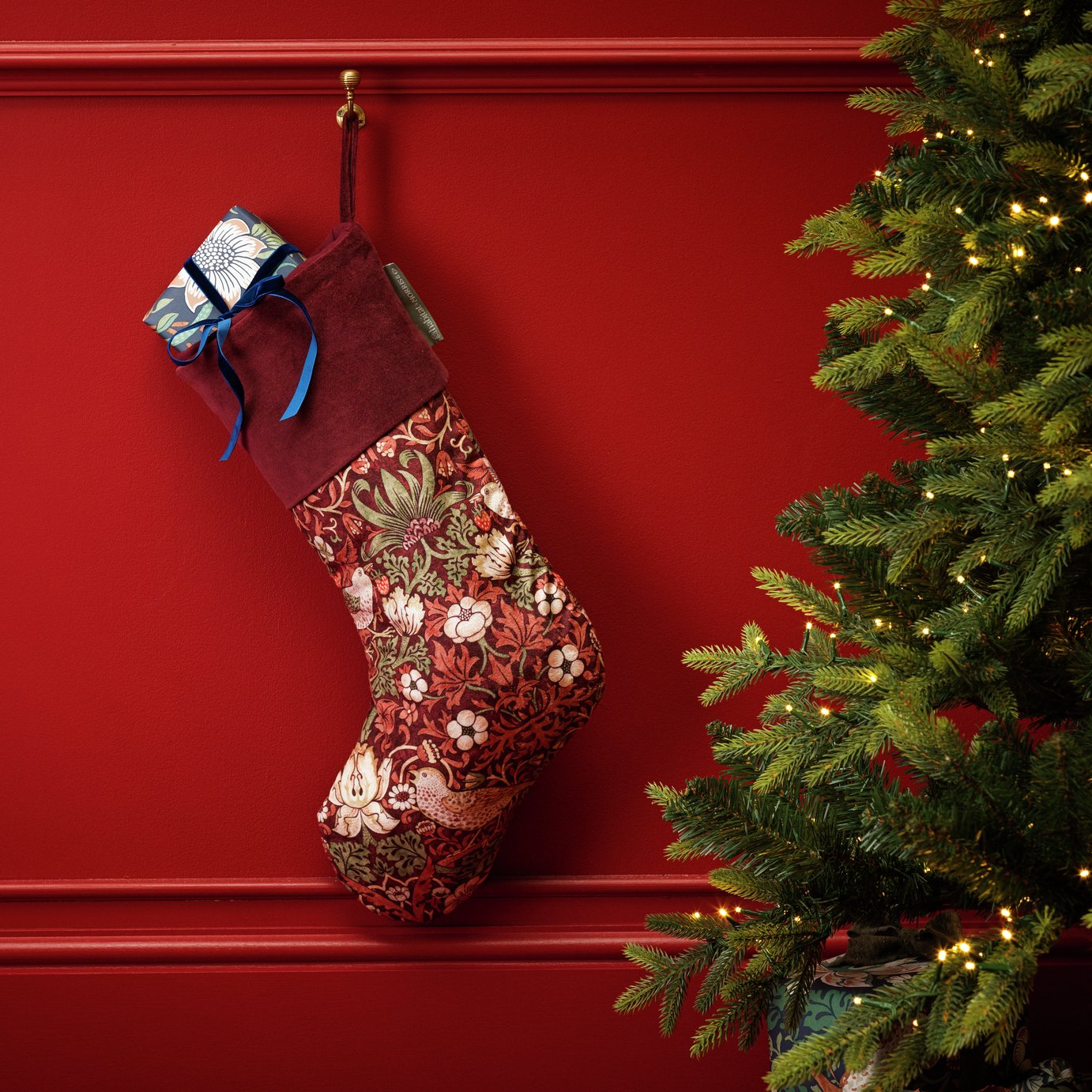 Habitat x Morris & Co. Strawberry Thief Print Christmas Stocking