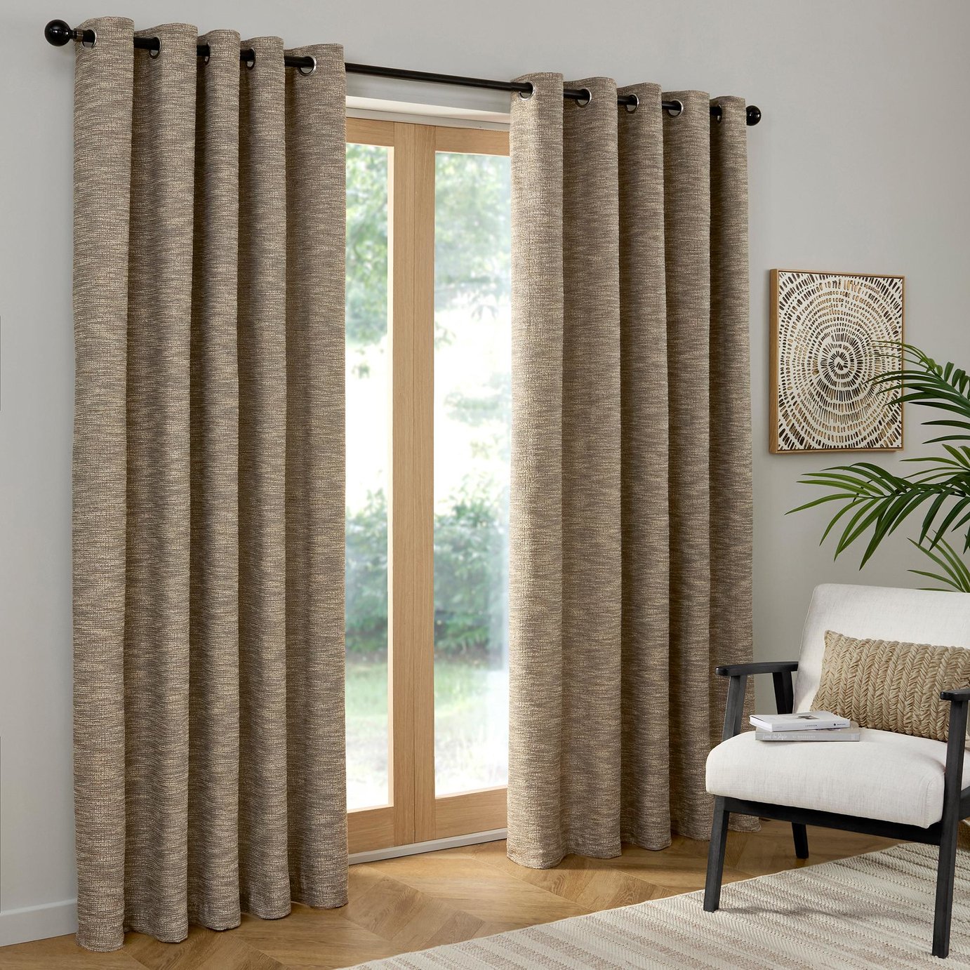 Curtina Talon Eyelet Curtains - Natural - 229x229cm 